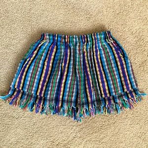 Striped Fringe Shorts